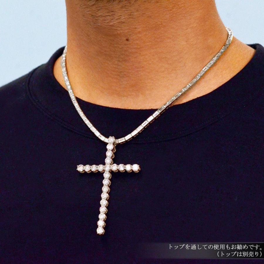 ネックレス メンズ K18WG 18金 大粒 バゲットカット ダイヤモンド 13