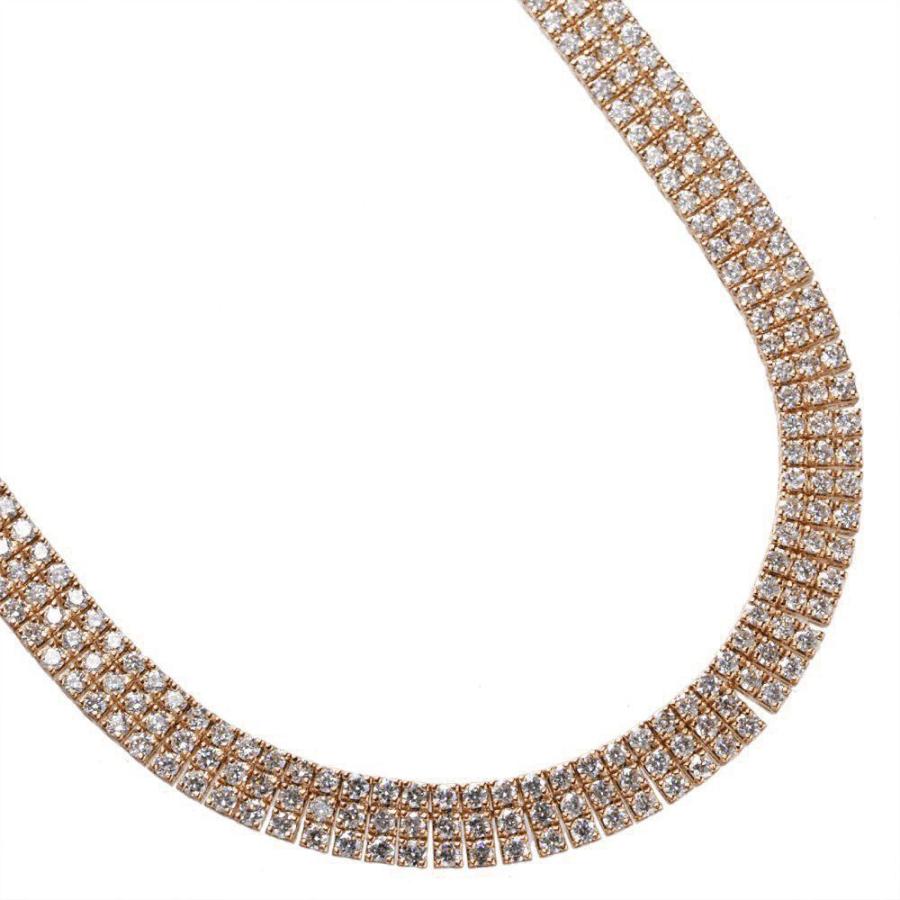 ダイヤモンド テニスネックレス 18金 K18PG ピンクゴールド 15カラット 