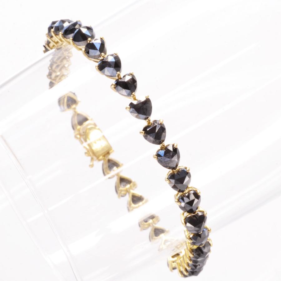 テニスブレスレット K18 18金 18k ハートシェイプ ブラック 