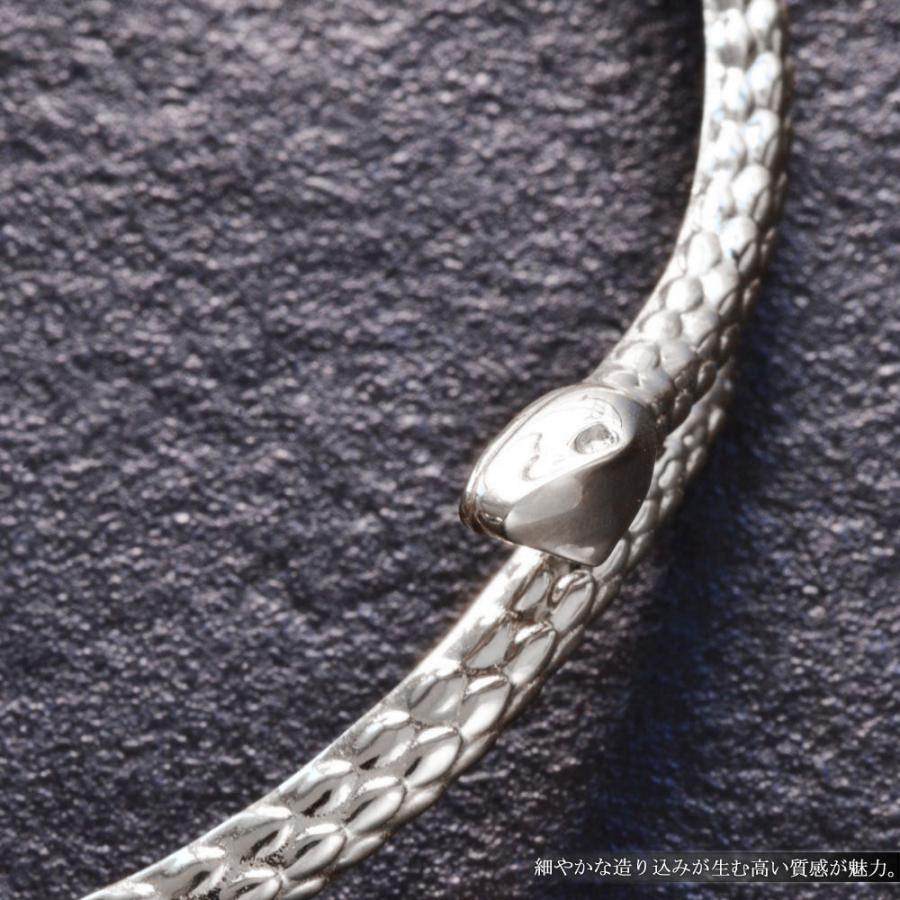 ダイヤホワイトゴールド ヘビ スネーク ブレスレット バングル メンズ K18WG 18金 ホワイトゴールド 蛇 スネーク バングル
