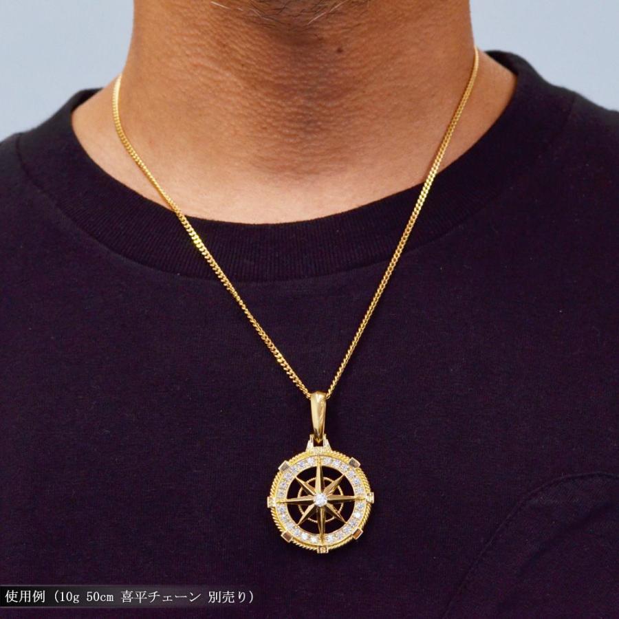 ペンダントトップ メンズ K18 18K 18金 ダイヤモンド 方位磁針