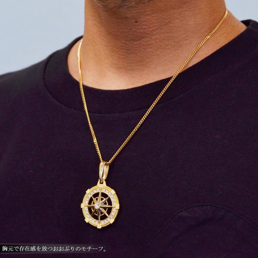 ペンダントトップ メンズ K18 18K 18金 ダイヤモンド 方位磁針