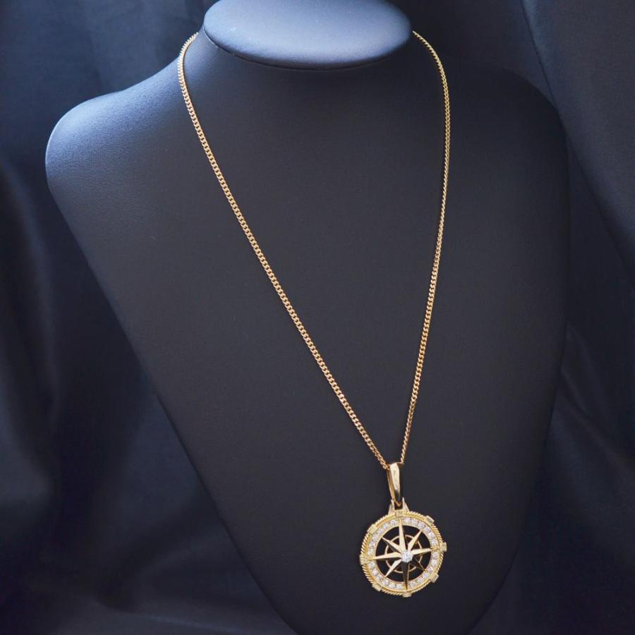 ペンダントトップ メンズ K18 18K 18金 ダイヤモンド 方位磁針