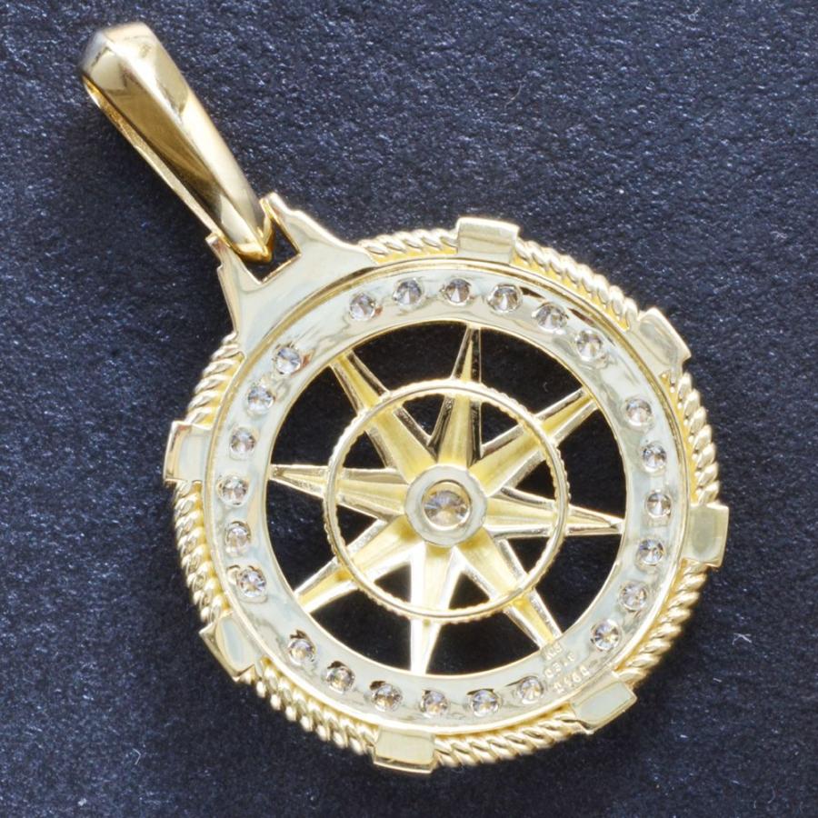 ペンダントトップ メンズ K18 18K 18金 ダイヤモンド 方位磁針