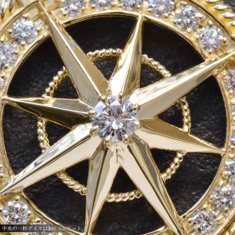 ペンダントトップ メンズ K18 18K 18金 ダイヤモンド 方位磁針