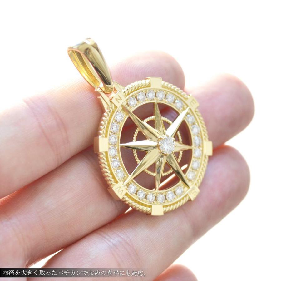 ペンダントトップ メンズ K18 18K 18金 ダイヤモンド 方位磁針
