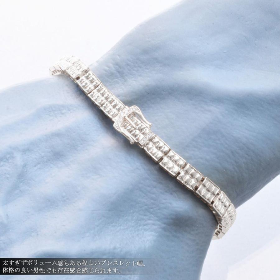 ブレスレット メンズ 18金 K18WG ダイヤモンド 19.5cm ホワイト