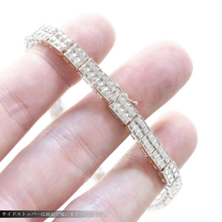 ブレスレット メンズ 18金 K18WG ダイヤモンド 19.5cm ホワイト
