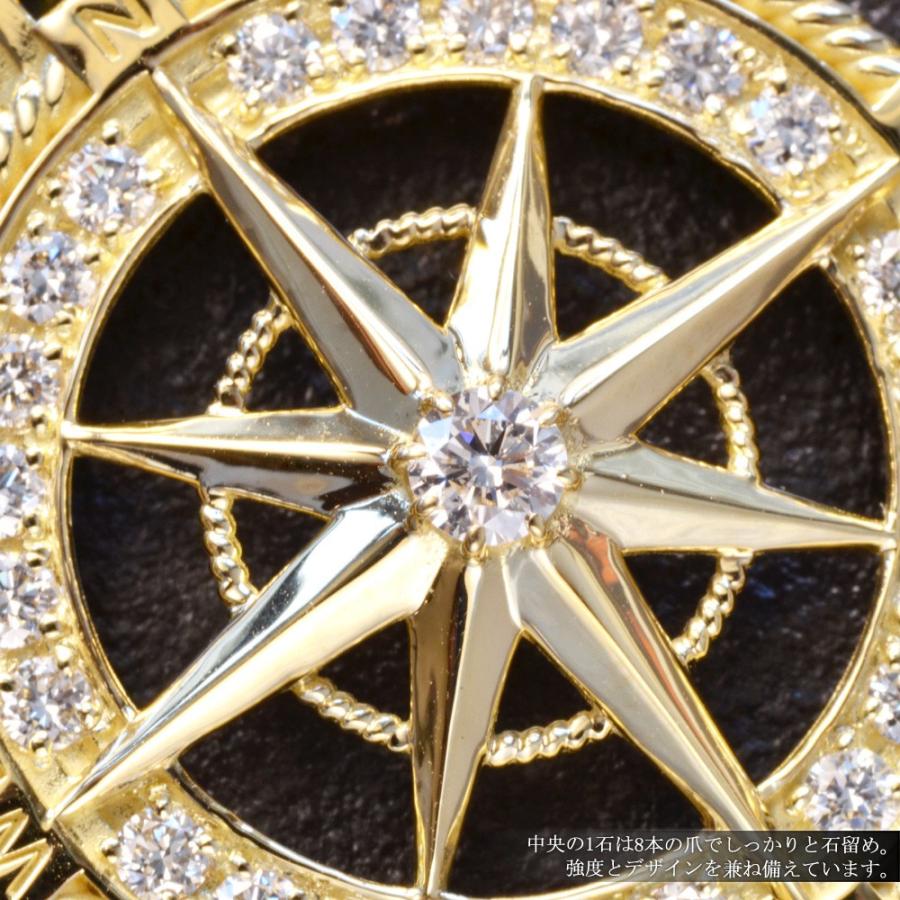 ペンダントトップ メンズ K18 18K 18金 ダイヤモンド 方位磁針