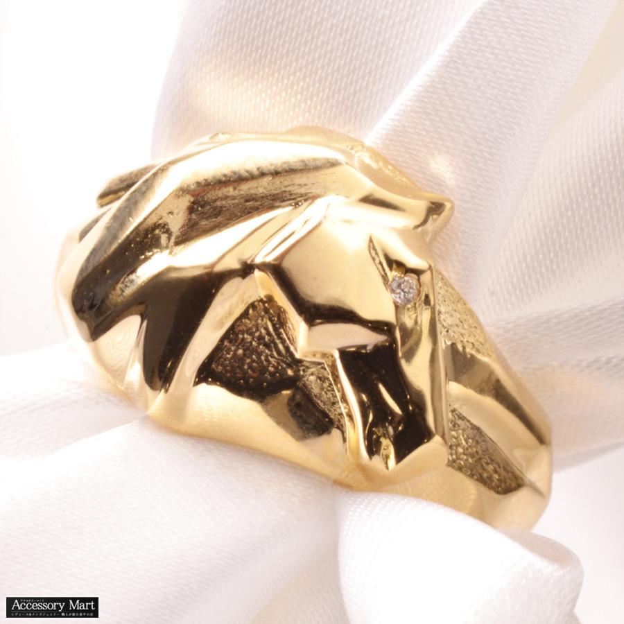 メンズリング 指輪 18金 K18 18K ダイヤモンド 馬 ホースモチーフ
