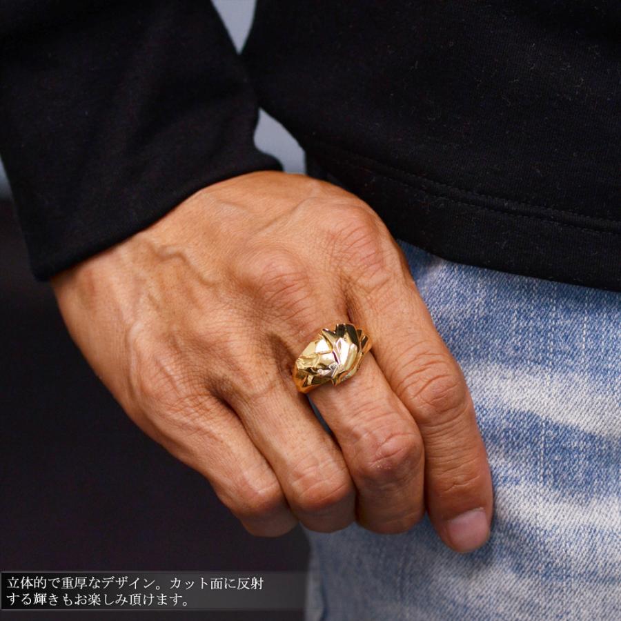 メンズリング 指輪 18金 K18 18K ダイヤモンド 馬 ホースモチーフ