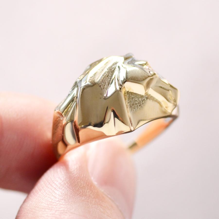 メンズリング 指輪 18金 K18 18K ダイヤモンド 馬 ホースモチーフ