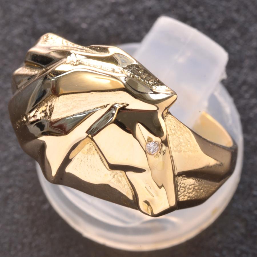 メンズリング 指輪 18金 K18 18K ダイヤモンド 馬 ホースモチーフ