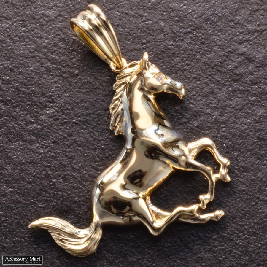 ペンダントトップ メンズ 18金 K18 18K 馬 ホース ダイヤモンド 