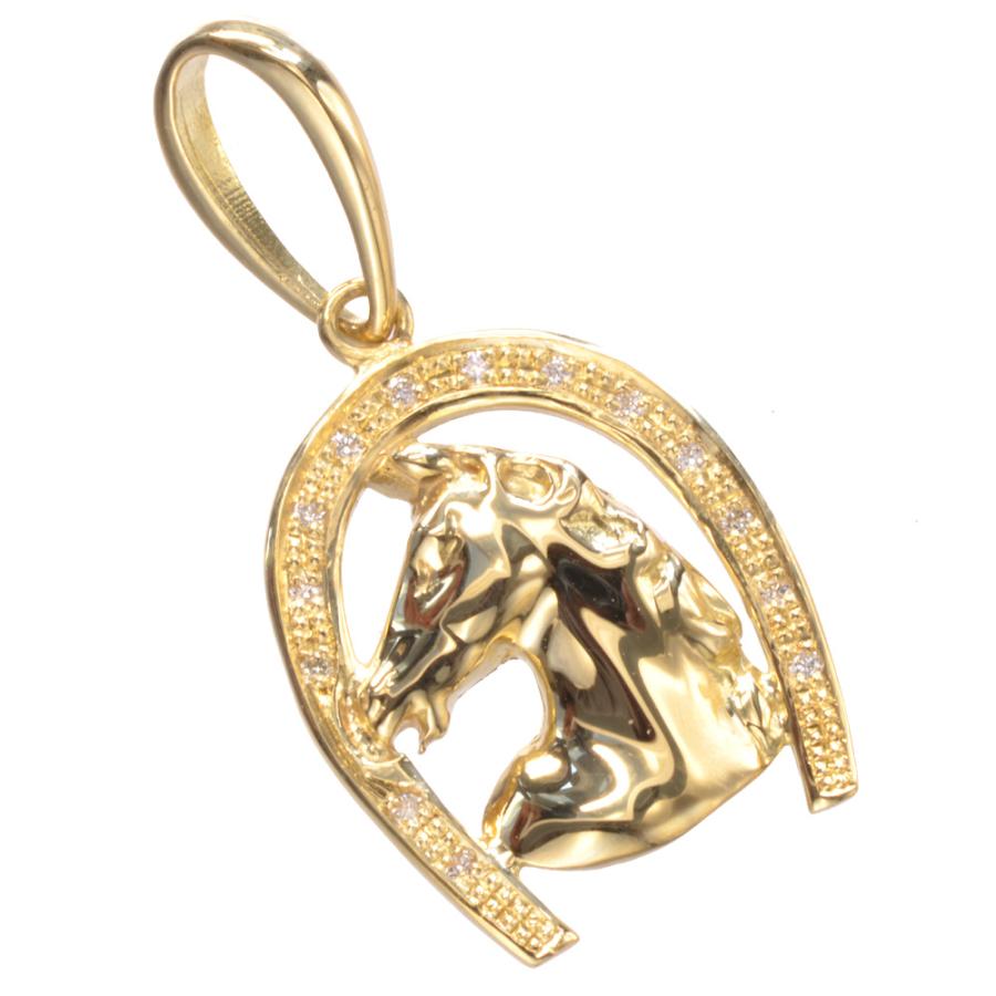 ペンダントトップ メンズ 18金 K18 18K ダイヤモンド 馬 ホース 馬蹄