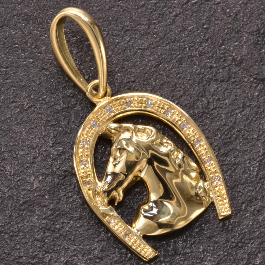 ペンダントトップ メンズ 18金 K18 18K ダイヤモンド 馬 ホース 馬蹄
