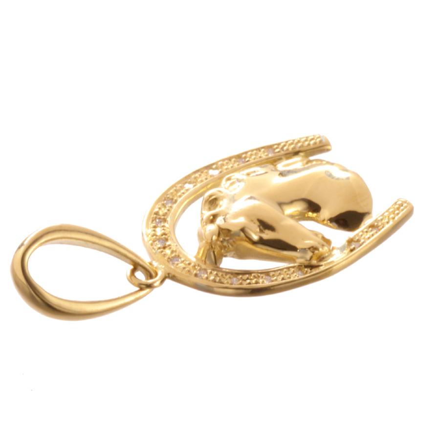 ペンダントトップ メンズ 18金 K18 18K ダイヤモンド 馬 ホース 馬蹄