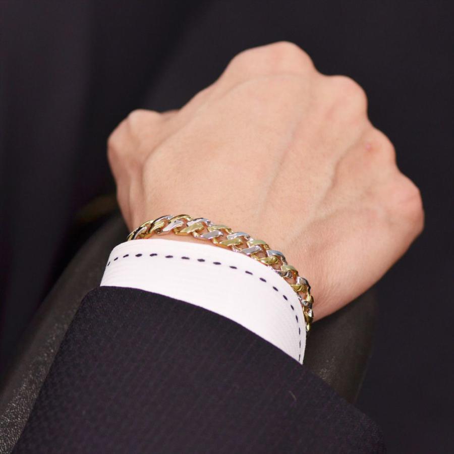 喜平 ブレスレット メンズ K18 Pt900 18金 イエローゴールド コンビ メンズブレスレット 20cm 爆買 |  | 02