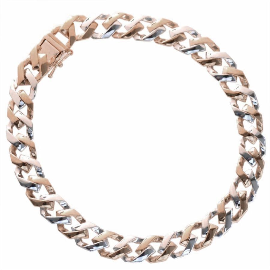 喜平 ブレスレット メンズ Pt900 K18PG  ピンクゴールド コンビ メンズブレスレット 20cm 日本製 刻印入り |  | 10