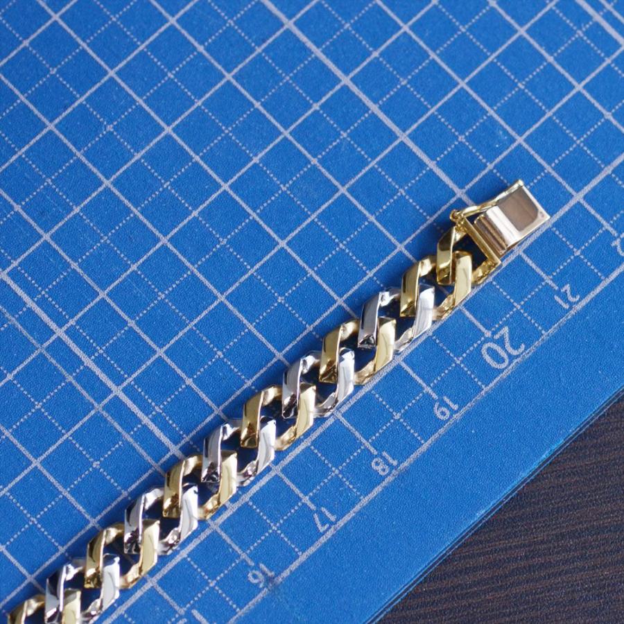 喜平 ブレスレット メンズ Pt900 K18PG  ピンクゴールド コンビ メンズブレスレット 20cm 日本製 刻印入り |  | 12