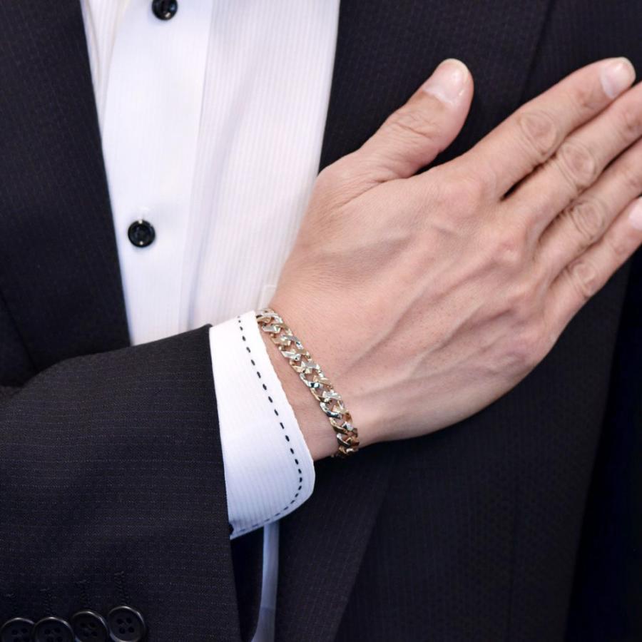 喜平 ブレスレット メンズ Pt900 K18PG  ピンクゴールド コンビ メンズブレスレット 20cm 日本製 刻印入り |  | 01