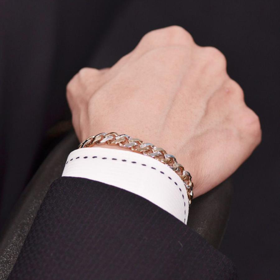 喜平 ブレスレット メンズ Pt900 K18PG  ピンクゴールド コンビ メンズブレスレット 20cm 日本製 刻印入り |  | 02