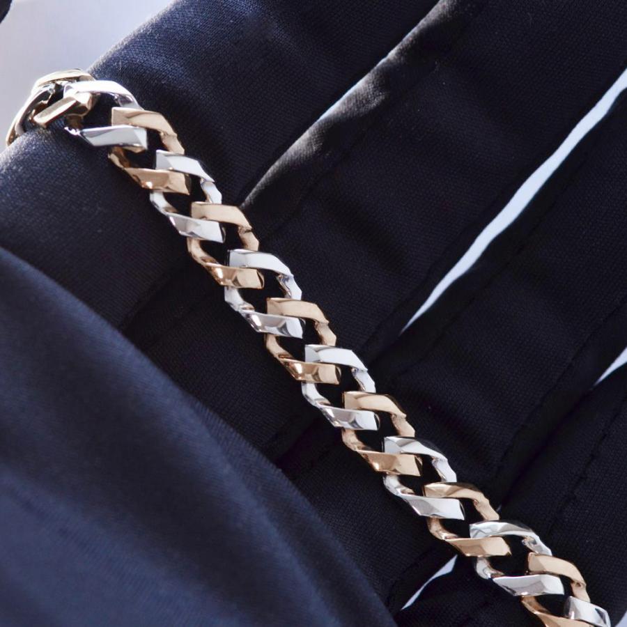 喜平 ブレスレット メンズ Pt900 K18PG  ピンクゴールド コンビ メンズブレスレット 20cm 日本製 刻印入り |  | 03