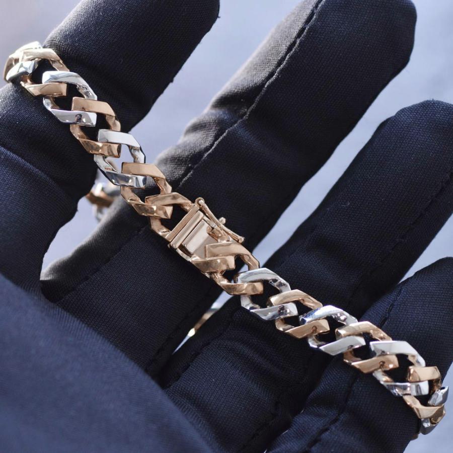 喜平 ブレスレット メンズ Pt900 K18PG  ピンクゴールド コンビ メンズブレスレット 20cm 日本製 刻印入り |  | 04