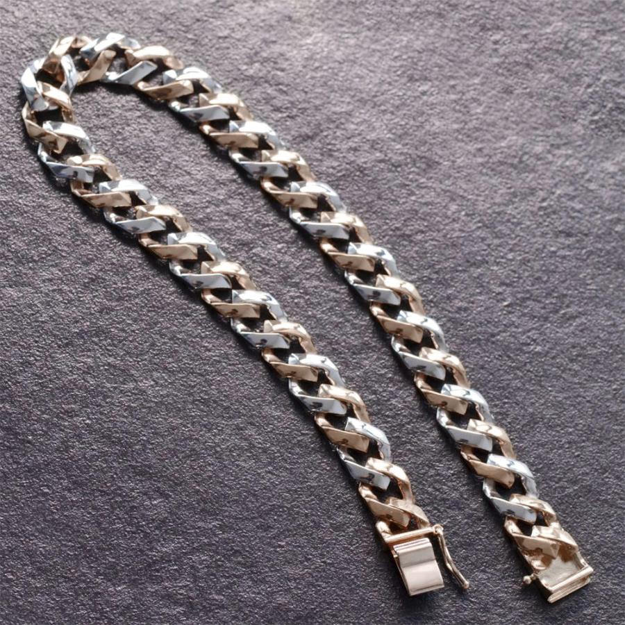 喜平 ブレスレット メンズ Pt900 K18PG  ピンクゴールド コンビ メンズブレスレット 20cm 日本製 刻印入り |  | 06