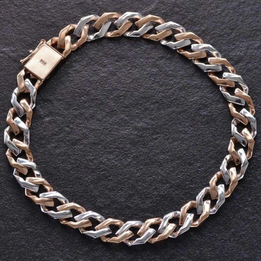 喜平 ブレスレット メンズ Pt900 K18PG  ピンクゴールド コンビ メンズブレスレット 20cm 日本製 刻印入り |  | 09