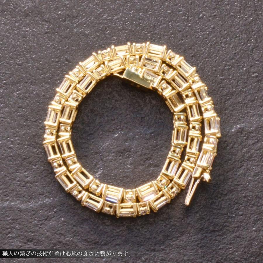 ブレスレット メンズ K18 18金 ダイヤモンド バゲットカット ラウンド