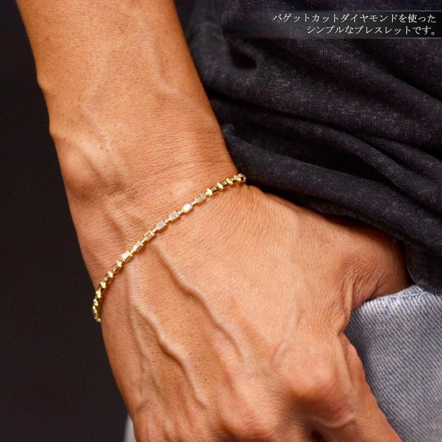 ブレスレット メンズ K18 18金 ダイヤモンド バゲットカット 18k 