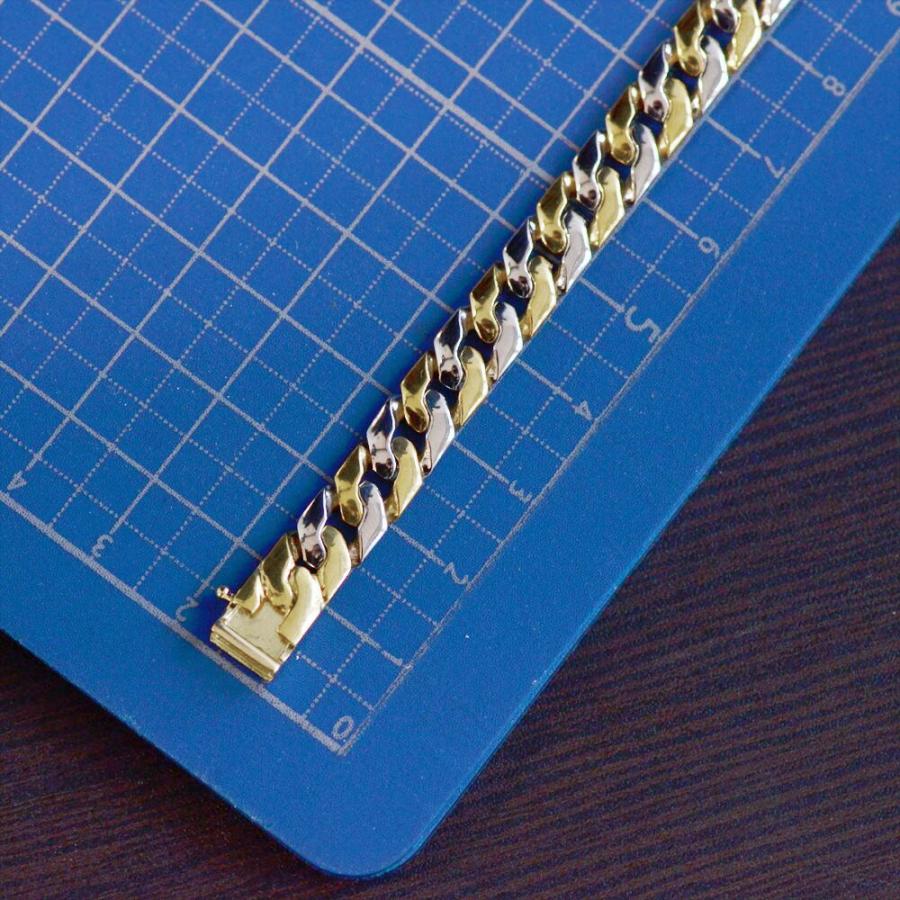 喜平 ブレスレット 18金 K18 メンズ プラチナ ゴールド コンビ 20cm