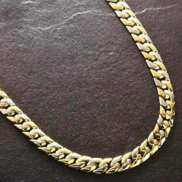 K18／K18WG コンビブレスレット K18/Pt850 コンビ6面Wカット喜平 39.5g/19㎝ゴールドブレスレット