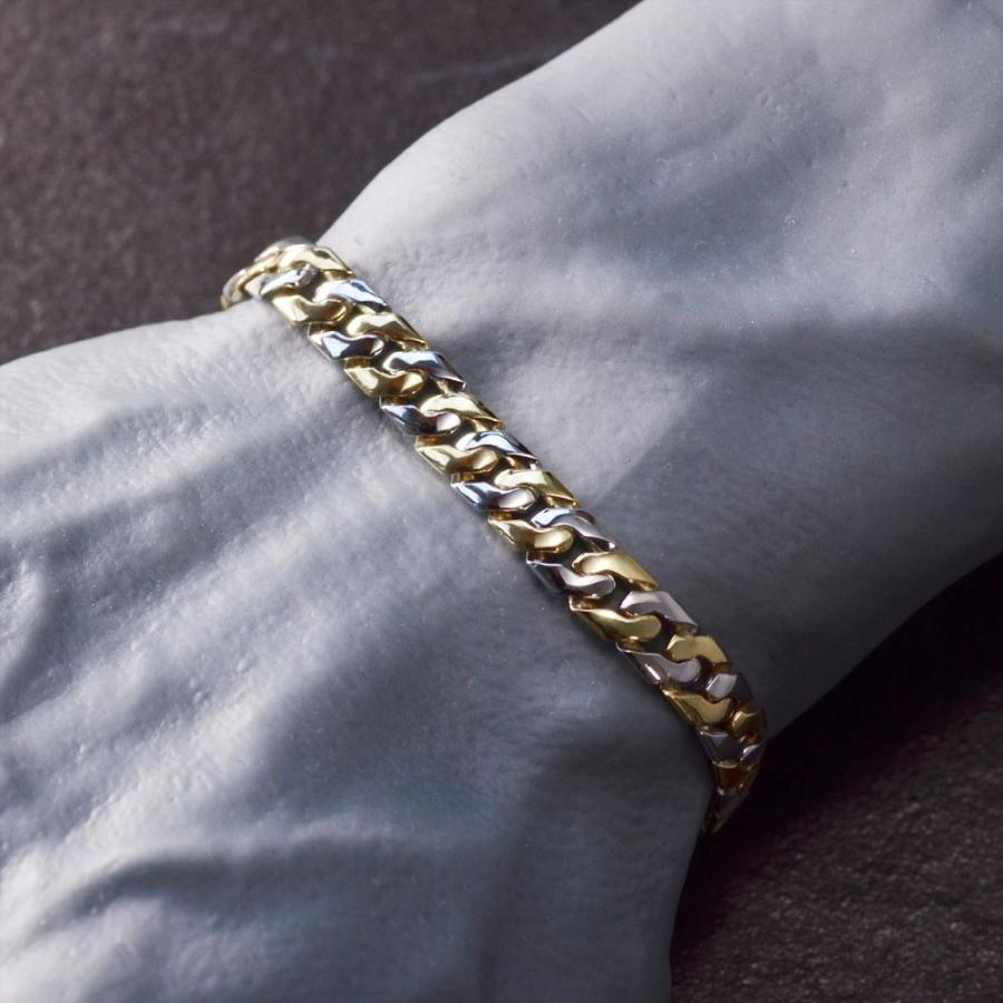 喜平 ブレスレット 18金 K18 メンズ プラチナ ゴールド コンビ 20cm