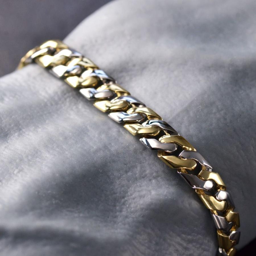 喜平 ブレスレット 18金 K18 メンズ プラチナ ゴールド コンビ 20cm