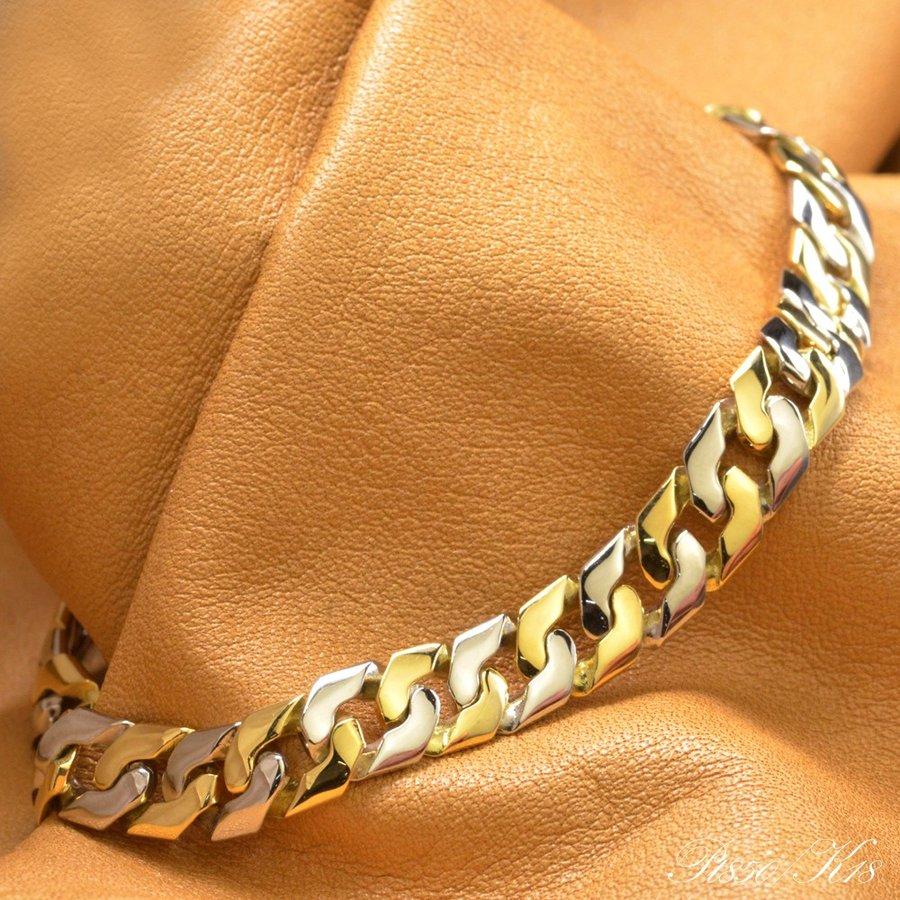 喜平 ブレスレット 18金 K18 メンズ プラチナ ゴールド コンビ 20cm