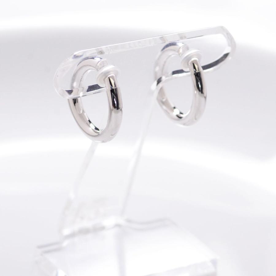 フープイヤリング K14 ホワイトゴールド パイプスプリント 3×20mm 送料無料 刻印入り 日本製 【即納】 爆買の画像
