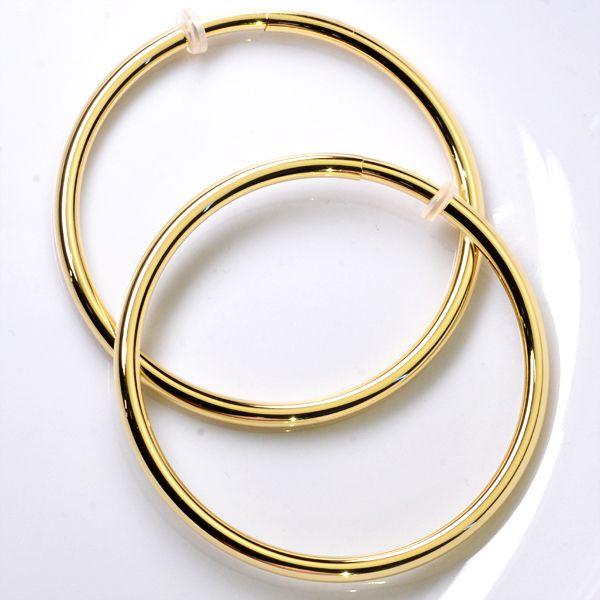 フープイヤリング K18 18金 ゴールド パイプスプリント 3×50mm 送料無料 刻印入り 日本製 【即納】 爆買の画像