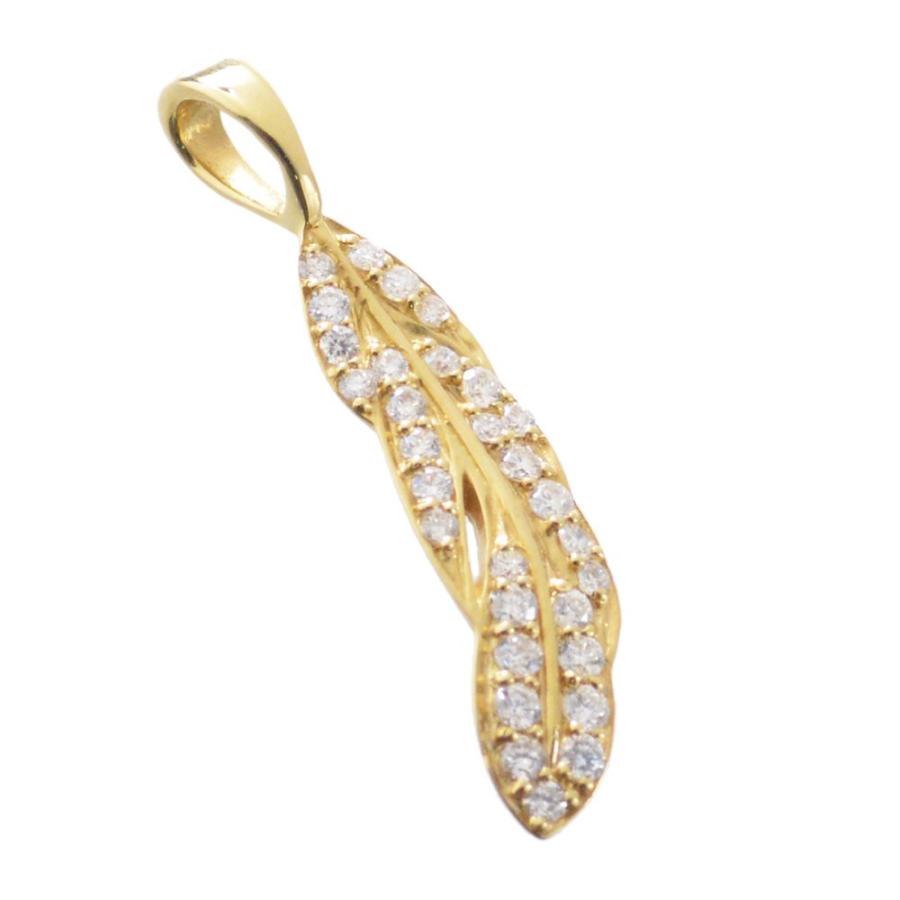 ペンダントトップ メンズ 18金 k18 18k ダイヤモンド フェザー 羽 ユニセックス 男性 ネックレストップ ペンダントヘッド 爆買の画像