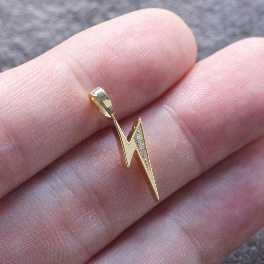 ペンダントトップ メンズ 18金 k18 18k ダイヤモンド 稲妻 ユニセックス 男性 ネックレストップ ペンダントヘッド 爆買の画像