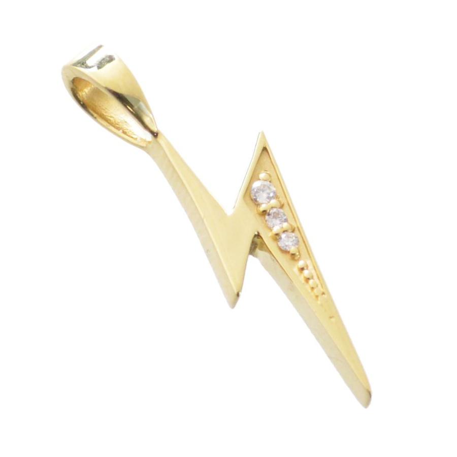ペンダントトップ メンズ 18金 k18 18k ダイヤモンド 稲妻 ユニセックス 男性 ネックレストップ ペンダントヘッド 爆買の画像
