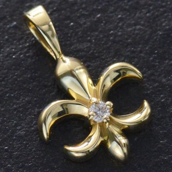 ペンダントトップ メンズ 18金 k18 18k ダイヤモンド 百合の紋章 ユニ