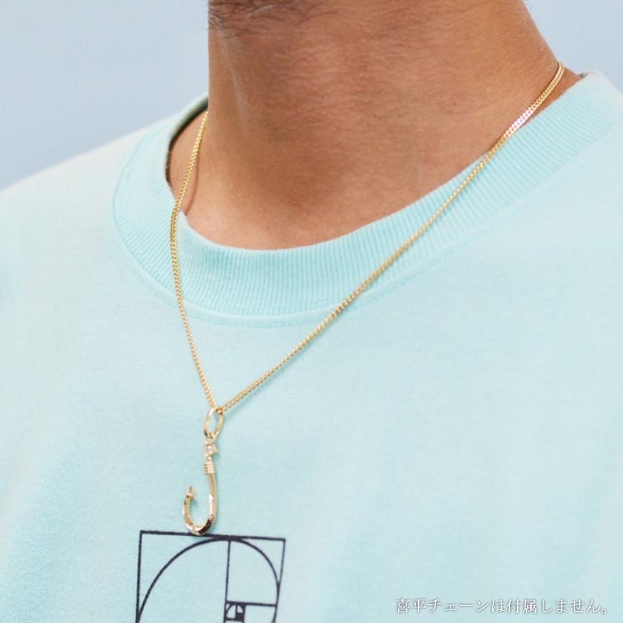 ペンダントトップ メンズ 18金 K18 ダイヤモンド フィッシュフック