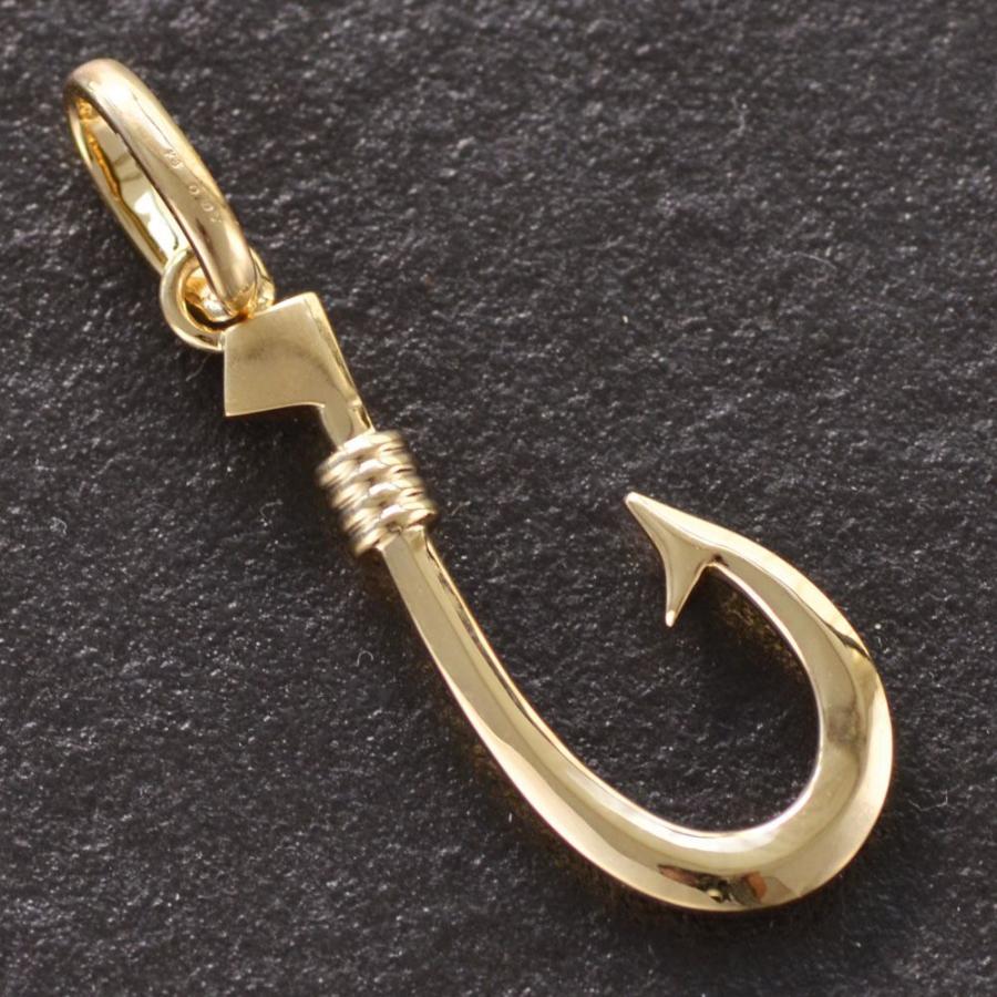 ペンダントトップ メンズ 18金 K18 ダイヤモンド フィッシュフック