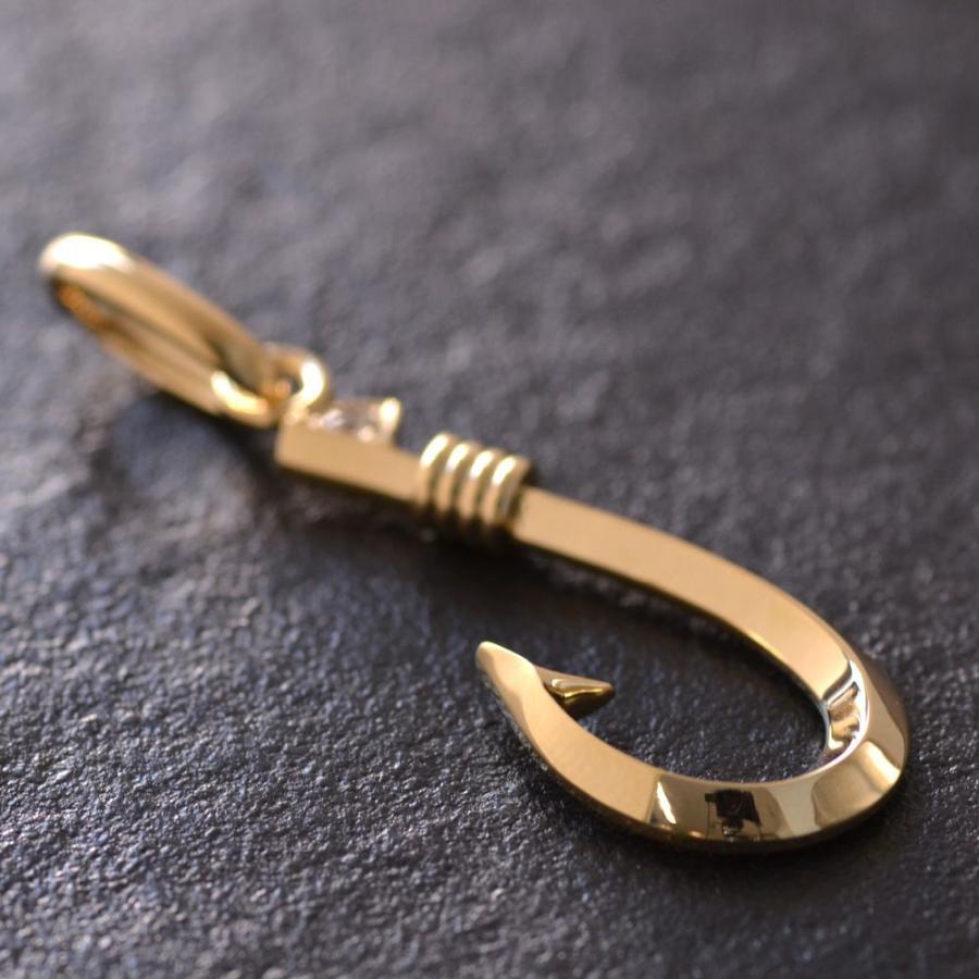 ペンダントトップ メンズ 18金 K18 ダイヤモンド フィッシュフック