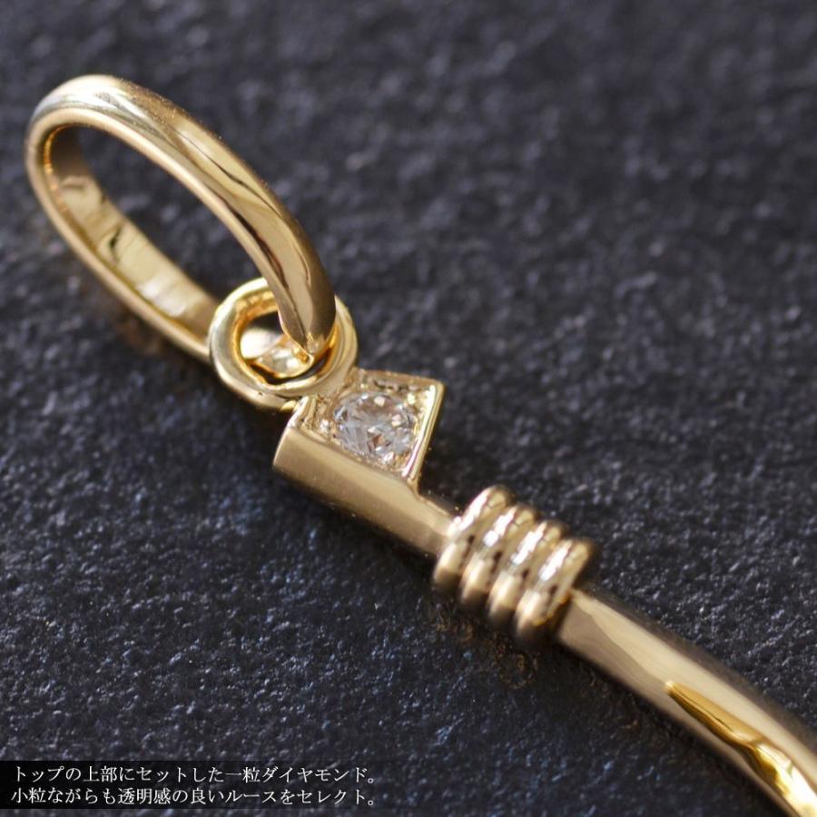 ペンダントトップ メンズ 18金 K18 ダイヤモンド フィッシュフック