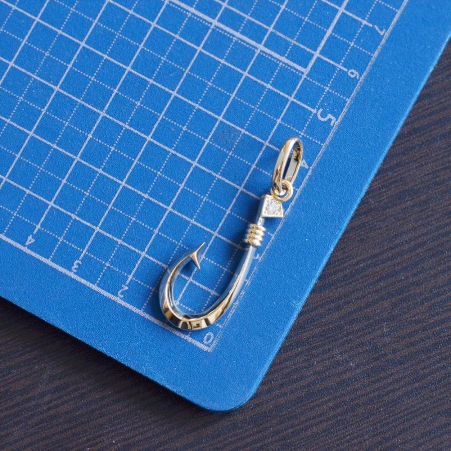 ペンダントトップ メンズ 18金 K18 ダイヤモンド フィッシュフック