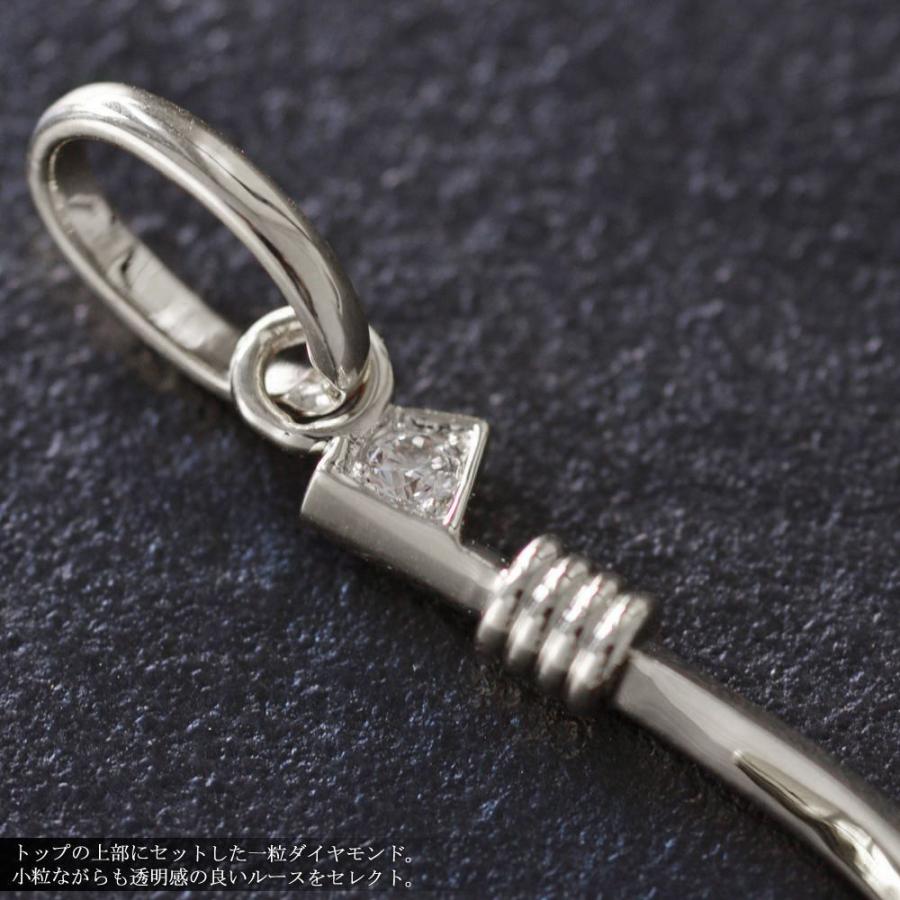 ペンダントトップ メンズ 18金 K18WG ダイヤモンド フィッシュフック