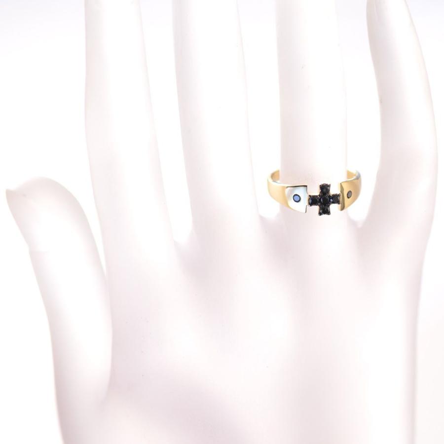 メンズリング 18金 指輪 K18 18k ブラックダイヤモンド ピンキーリング クロス 十字架 小指用 リング メンズ 男性用 30代 40代 50代 爆買の画像